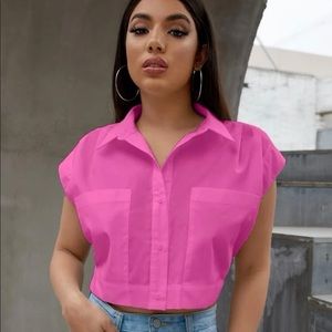 Hot Pink Cropped Shirt